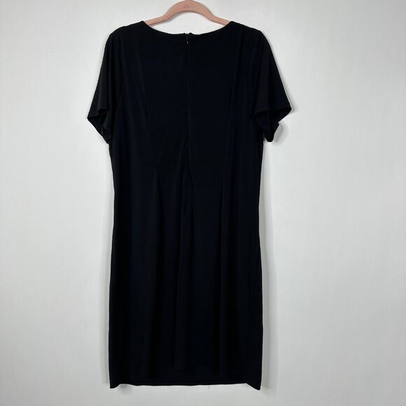 2/$24 VIP Knits by Avenue Cut-out Short Sleeve Shift Dress Black #A0277 TRB2 - Picture 4 of 8